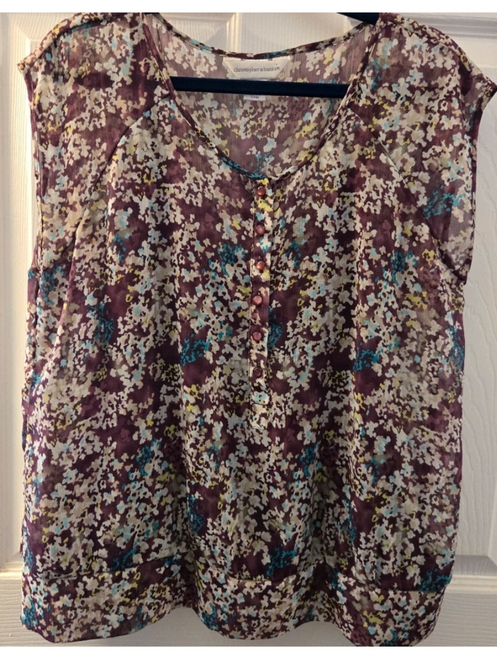 Christopher & Banks Purple Floral Print tank sleeveless Blouse